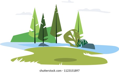 Forest summer with lake