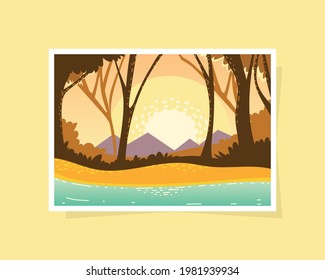 Waldsonnengang Fluss Naturhintergrund