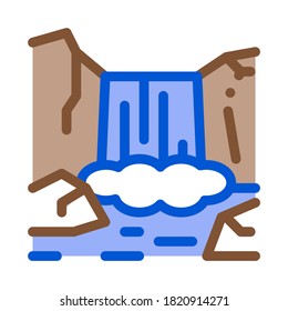 forest surrounded by mountains icon vector. forest surrounded by mountains sign. color symbol illustration