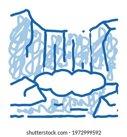 forest surrounded by mountains sketch icon vector. Hand drawn blue doodle line art forest surrounded by mountains sign. isolated symbol illustration