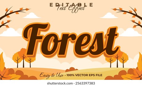 Forest text effect, autumn festival graphic style editable text