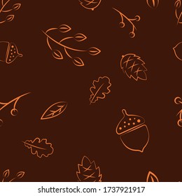 Forest theme seamless pattern. Hand drawn illustration great for wallpaper, textile and texture design. Kids design, fabric, wrapping, apparel.