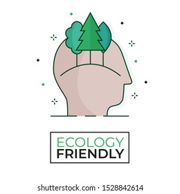 Forest thinking icon - Ecology friendly - Editable stroke	