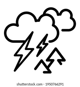 Forest thunder icon. Outline forest thunder vector icon for web design isolated on white background