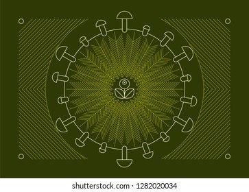 Forest tourism simple graphic linear geometric pattern background. Vector illustration.