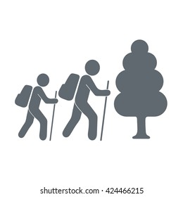 Forest tourists icon. Vector illustration