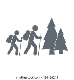 Forest tourists icon. Vector illustration