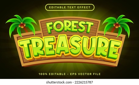 forest treasure 3d text effect and editable text effect with coconut tree