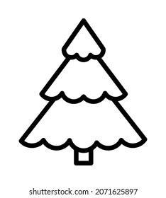 Forest tree flat line icon. Christmas tree, spruce, pine symbol. Outline sign for mobile concept and web design, store.