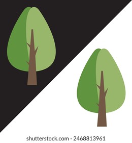 forest tree icon. flat color design. vector illustration. Isolated on Black and White Background.
