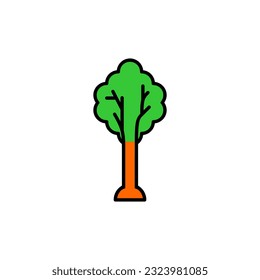 Forest tree icon in lineal color mode. Vector illustration of summer camp equipment in trendy style. Editable graphic resources for many purposes.