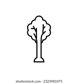 Icono de árbol de bosque en modo de contorno. Ilustración vectorial de los equipos de campamento de verano al estilo moderno. Recursos gráficos editables para muchos fines.