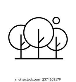 Forest tree icon. Simple outline style. Nature forest landscape, outdoor, oak, trunk, plant concept. Thin line symbol. Vector illustration isolated.