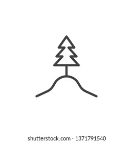 Forest tree line icon. linear style sign for mobile concept and web design. Tree on top of Hill outline vector icon. Symbol, logo illustration. Pixel perfect vector graphics