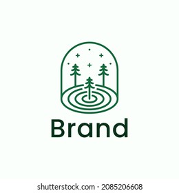 forest and tree line logo design vector.