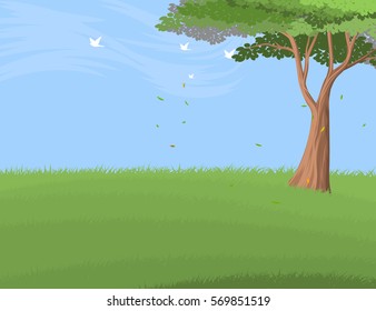 Forest tree scenery vector nature landscape background