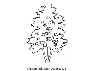 Forest tree sketch vector design with dense leaves