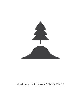 Forest tree vector icon. filled flat sign for mobile concept and web design. Tree on top of Hill glyph icon. Symbol, logo illustration. Pixel perfect vector graphics