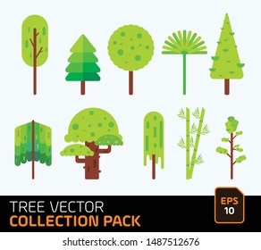 Forest  Tree Vector illustration Collection Pack. Flat vector trees. EPS 10