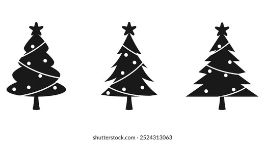 Forest tree vector silhouette black.