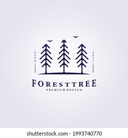 Bosque de madera de árbol de bosques línea simple arte vectorial diseño símbolo etiqueta de la plantilla fondo tierra creativa