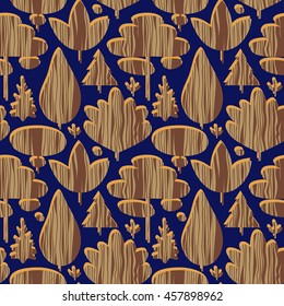 Forest trees abstract background. Seamless decorative pattern can be used for wallpaper, pattern fills, surface textures. Vector illustration.