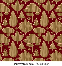 Forest trees abstract background. Seamless decorative tapestry pattern. Can be used for wallpaper, pattern fills, surface textures. Vector illustration.