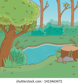 Forest with trees design vector illustration