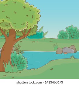 Forest with trees design vector illustration