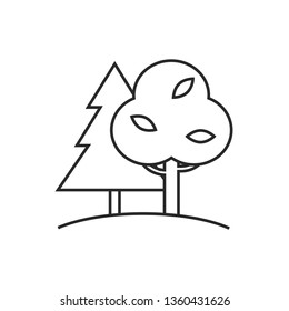 Forest with trees and furtrees illustration. Nature vector outline icon 