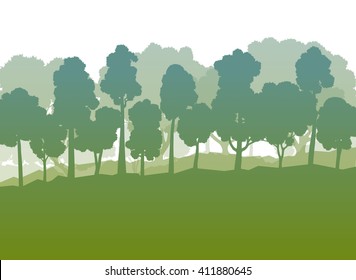 Forest trees green abstract vector background summer landscape