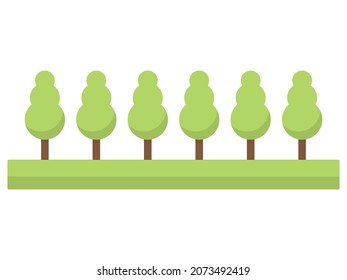 Juego de iconos verdes de árboles forestales. Árboles pequeños de estilo plano. Ilustración vectorial aislada en blanco.
