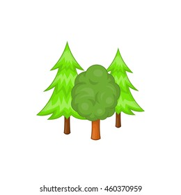 Forest trees icon in cartoon style on a white background