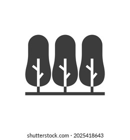 Forest Trees Icon Isolated on Black and White Vector Graphic