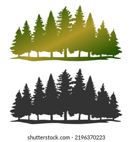 Forest Trees Illustration Clip Art Design Shape. Landmark Nature Silhouette Icon Vector.