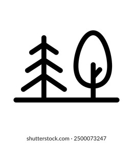 Waldbäume, Lineart, Vektorgrafik einzeln auf weißem Hintergrund