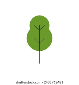 Forest trees and natural botanical various plants collection, vegetation in modern and abstract simple style, natural landscape flat vector illustration on white background.
