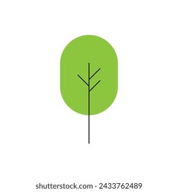 Forest trees and natural botanical various plants collection, vegetation in modern and abstract simple style, natural landscape flat vector illustration on white background.
