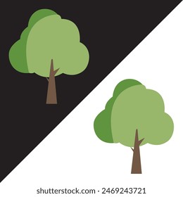 forest trees nature icon in flat style, Green tree vector icon. Isolated on Black and White Background.
