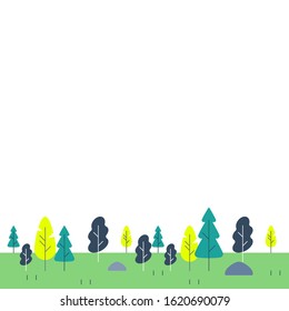 Forest trees, nature landscape, summer park, copy space, vector flat illustration