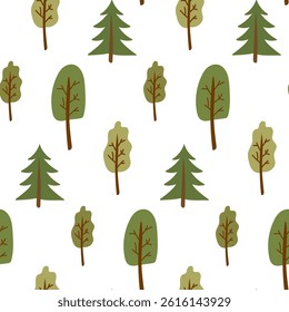 Forest trees in seamless pattern.