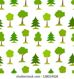 Forest Trees. Seamless Vector Patten