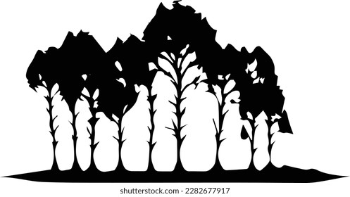 Forest Trees Silhouette Logo Monochrome Design Style
