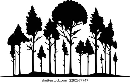 Forest Trees Silhouette Logo Monochrome Design Style