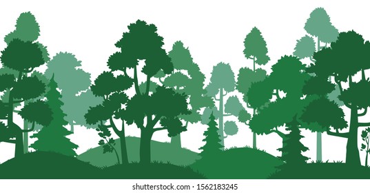 Forest Trees Silhouette Nature Landscape Green Stock Vector (Royalty ...
