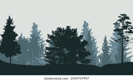 Bosque árboles siluetas Ilustración vectorial de fondo. 