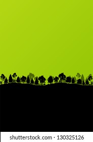 Forest trees silhouettes landscape ecology illustration background vector