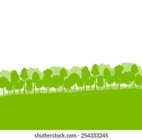 Forest trees silhouettes landscape illustration background ecology vector concept