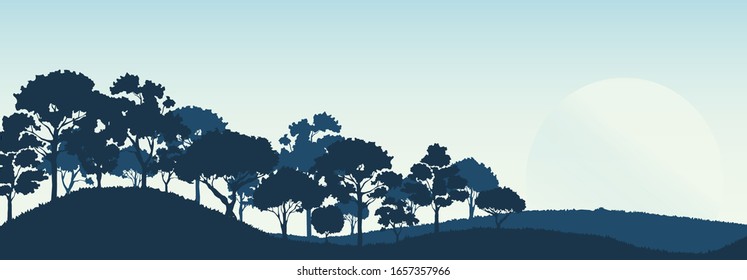 forest trees silhouettes , nature landscape background vector illustration EPS10