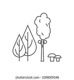 Forest trees thin line icon concept. Forest trees linear vector sign, symbol, illustration.